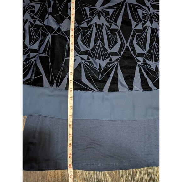 NWOT Chico's Navy Blue Velvet Jacquard Two In One Tiered Blouse Sz 1 Medium 120 - Picture 7 of 8